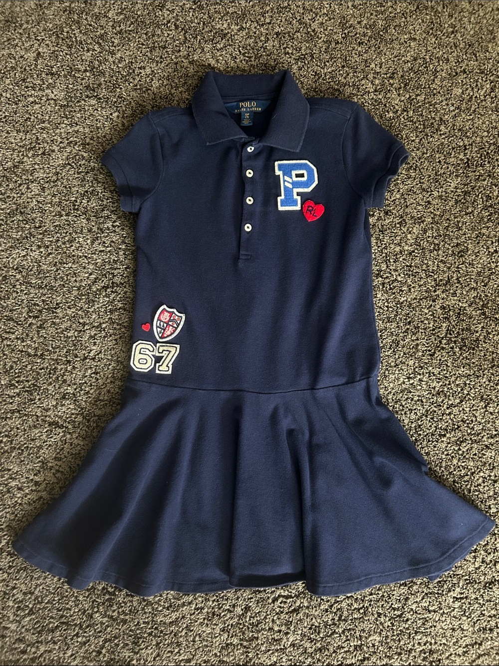 Polo by Ralph Lauren Navy Girls' Polo Dress with Embroidered Patches
